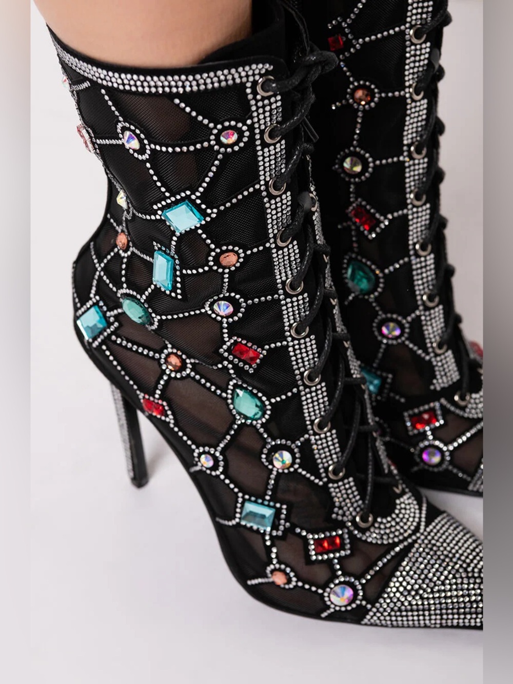 Azalea Wang Diamond Dreams Stiletto Booties
